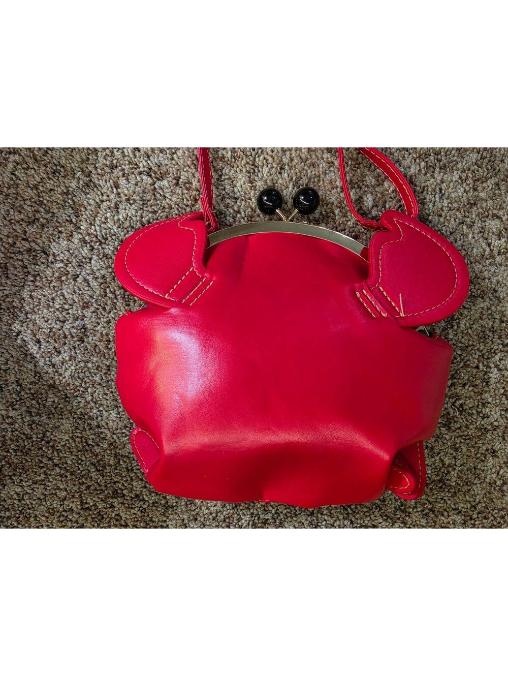 Red Crab-Shaped Faux Leather Crossbody Bag with Clasp Closure